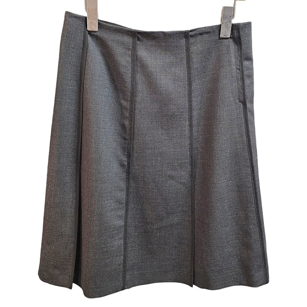 Gunex Made In Italy Wool Skirt In Gray Size 10 Stretch Split Hem Dressy Italian
